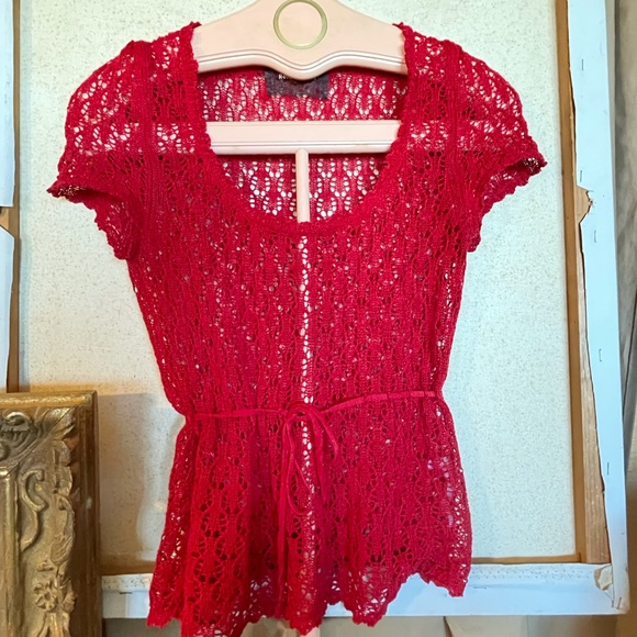 Reformation Red Crochet/Knit Top - Picture 4 of 5